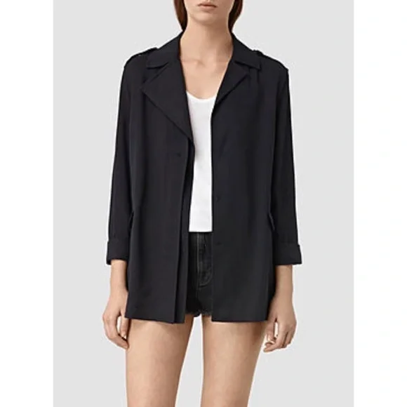 All Saints Kaiya Ink Blue Utility Jacket 4​​​​​ - Picture 8 of 10